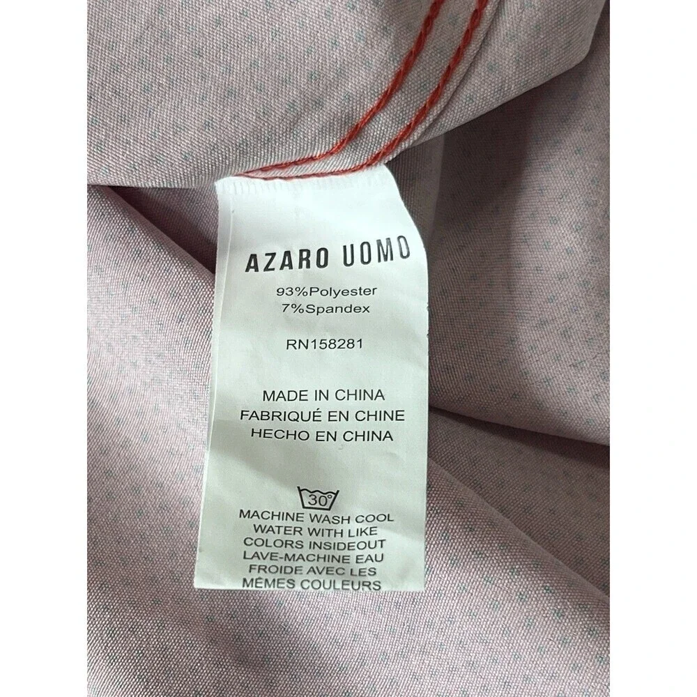 Azaro Uomo Men's Slim-Fit Black Red Long-Sleeve Dress Shirt Size Large